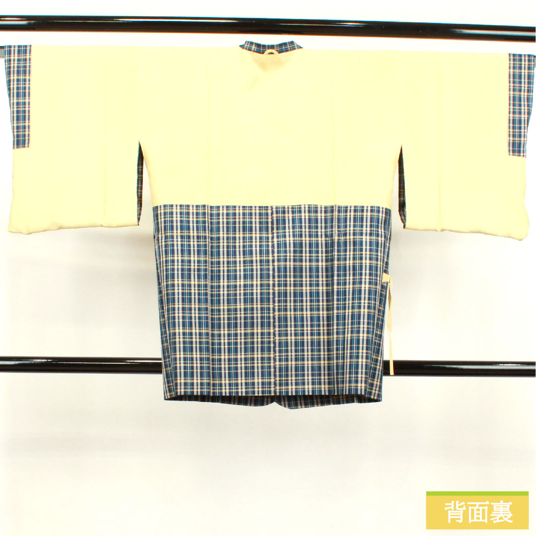 道行コート 正絹 身丈85cm 裄丈65cm 濃紺色(のうこんいろ) 格子 しつけ糸付き Sランク 袷 紺系 1117000862918