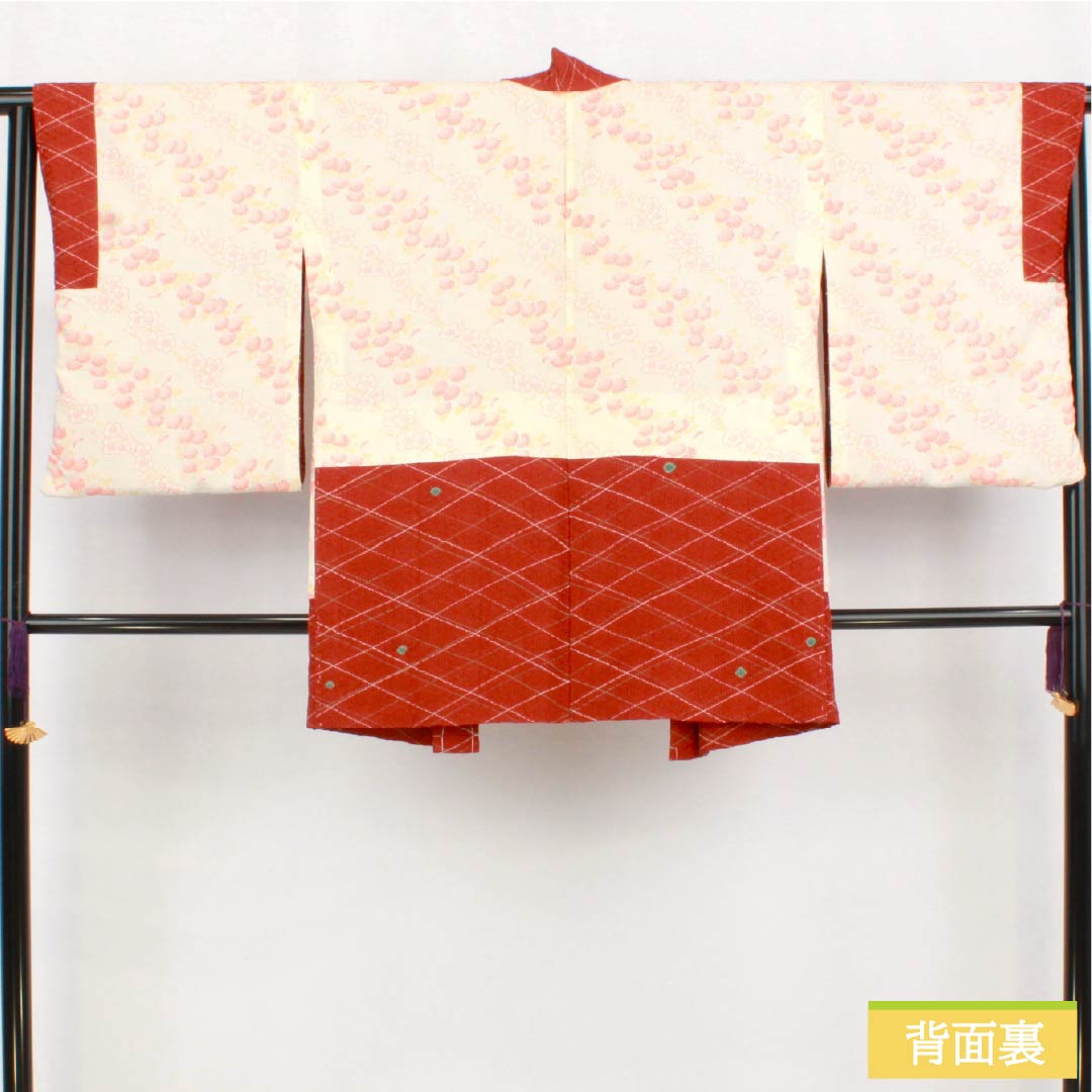 羽織 正絹 Sランク 身丈81.5cm 裄丈67cm 猩々茶色(しょうじょうちゃいろ) 絞り水玉 しつけ糸付き 袷 朱系 1117001442916