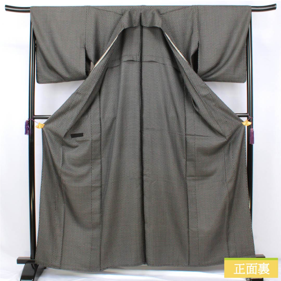 Pure silk tsumugi (pongee) - Grade A, length 165cm, sleeve length 66.5cm, Igeta Kasuri pattern, single layer, black, product number 1116004763510