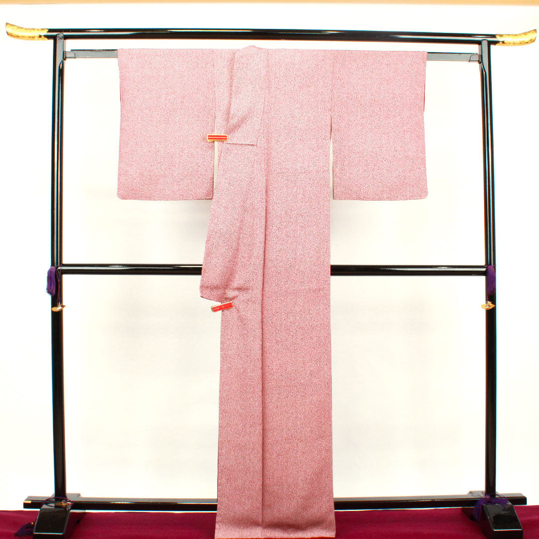小紋 身丈166cm 裄丈62cm 袷 蘇芳色 人間国宝 中村勇二郎 江戸小紋 正絹 Sランク 赤系 1115002642512