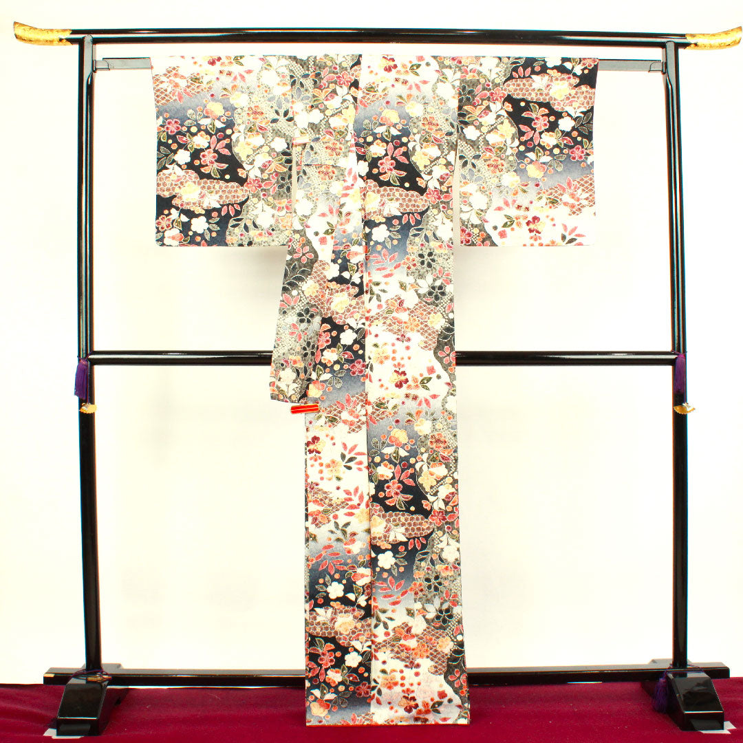 小紋 身丈164cm 裄丈66cm 袷 辻ヶ花 正絹 Sランク グラデ 1115003152499