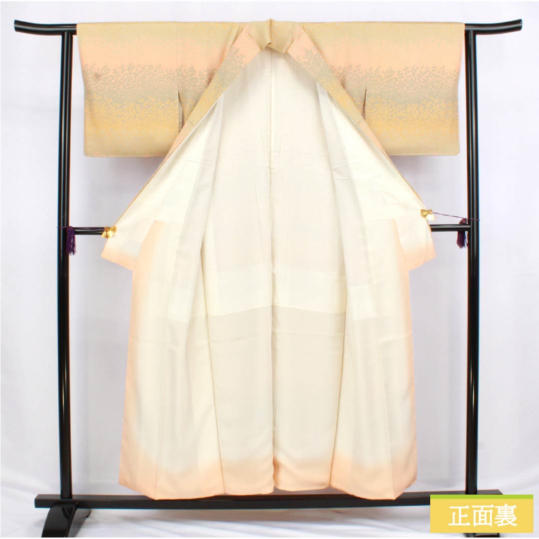 小紋 正絹 Sランク 身丈152.5cm 裄丈61.5cm 袷 江戸小紋 型染 丸に角立四つ目 一つ紋 青海波 グラデーション系 1115006492299