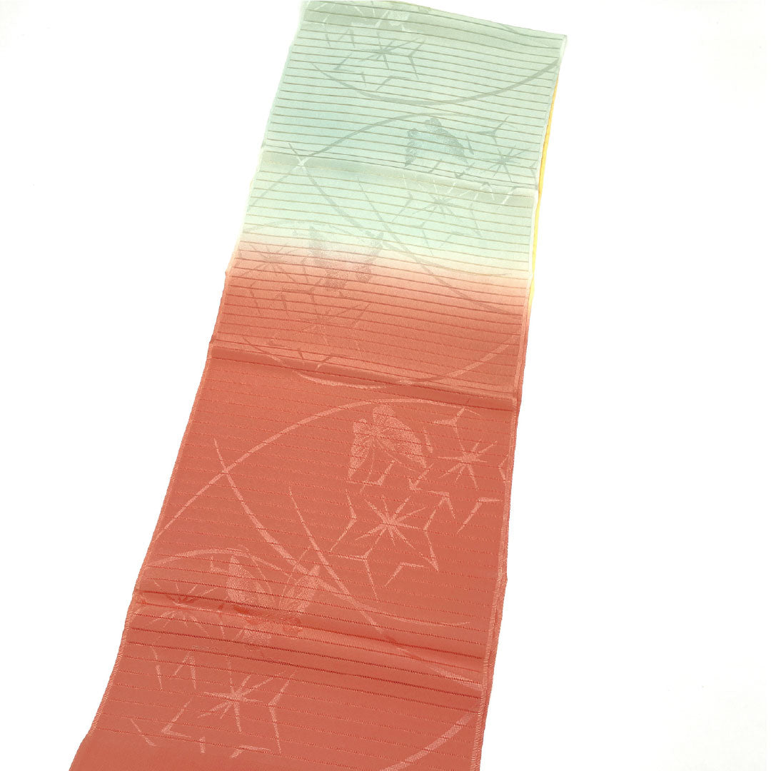 (Like new) Silk Obiage (Sash) - New, Casual, Tokiasagi (Light Blue), Seiji (Celadon), Koitamagoi (Dark Egg) - Summer, Approximately 182cm Long, 29cm Wide, Gradient Pattern, Product Code: 1136001521999