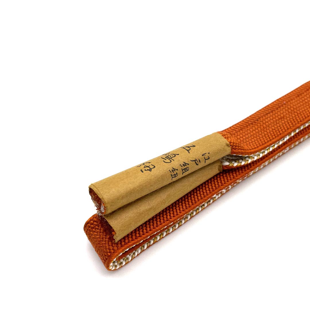 (New old stock) Obi-jime (belt fastener) made of pure silk, quarter-length cord, ochre, Goshima cord, Edo braid, new old stock, length approx. 168cm, width approx. 1.5cm, semi-formal, rank S, orange, 1135000832926