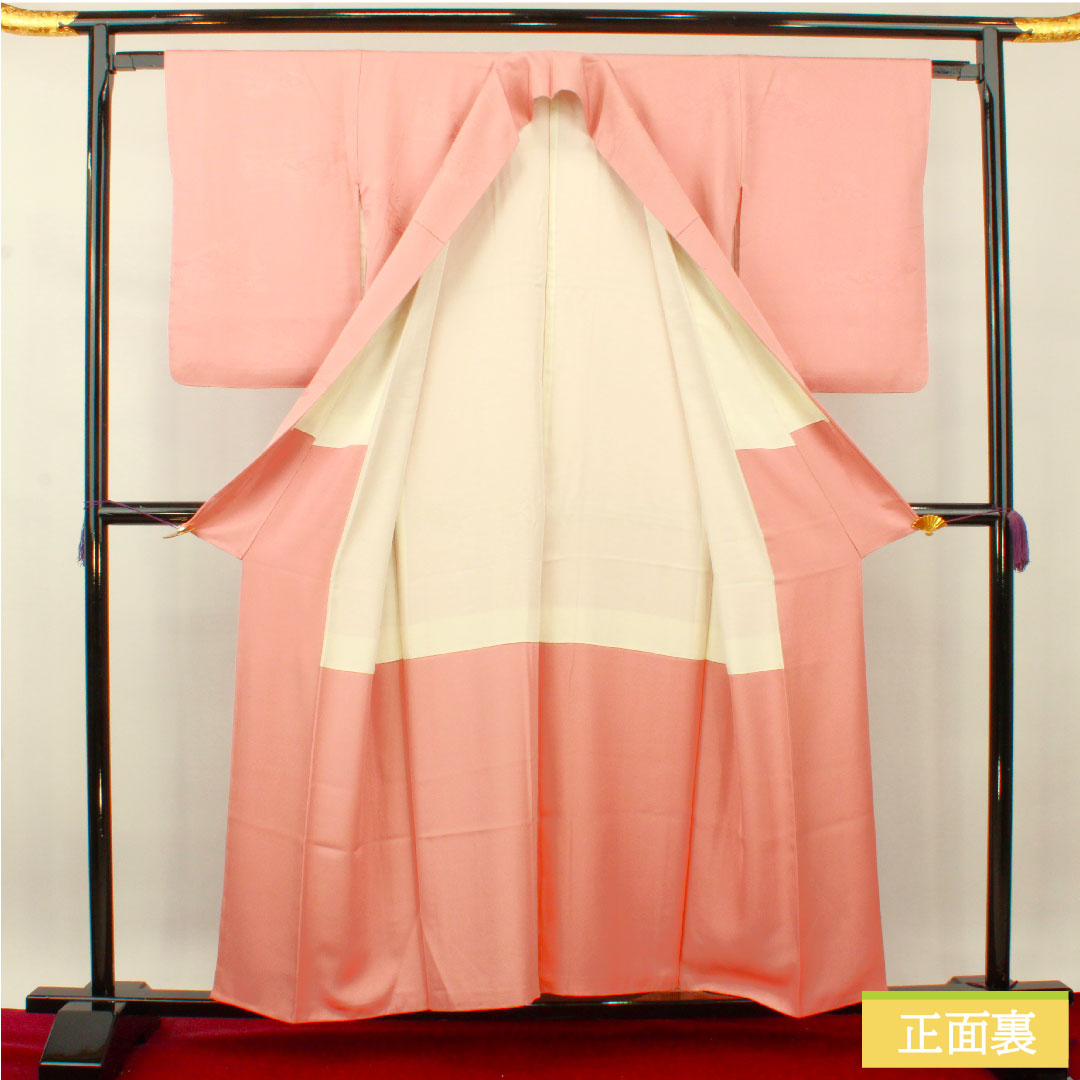 色無地 正絹 身丈156cm 裄丈63cm 薄紅梅色(うすこうばいいろ) 袷 Sランク ピンク系 1114001172313