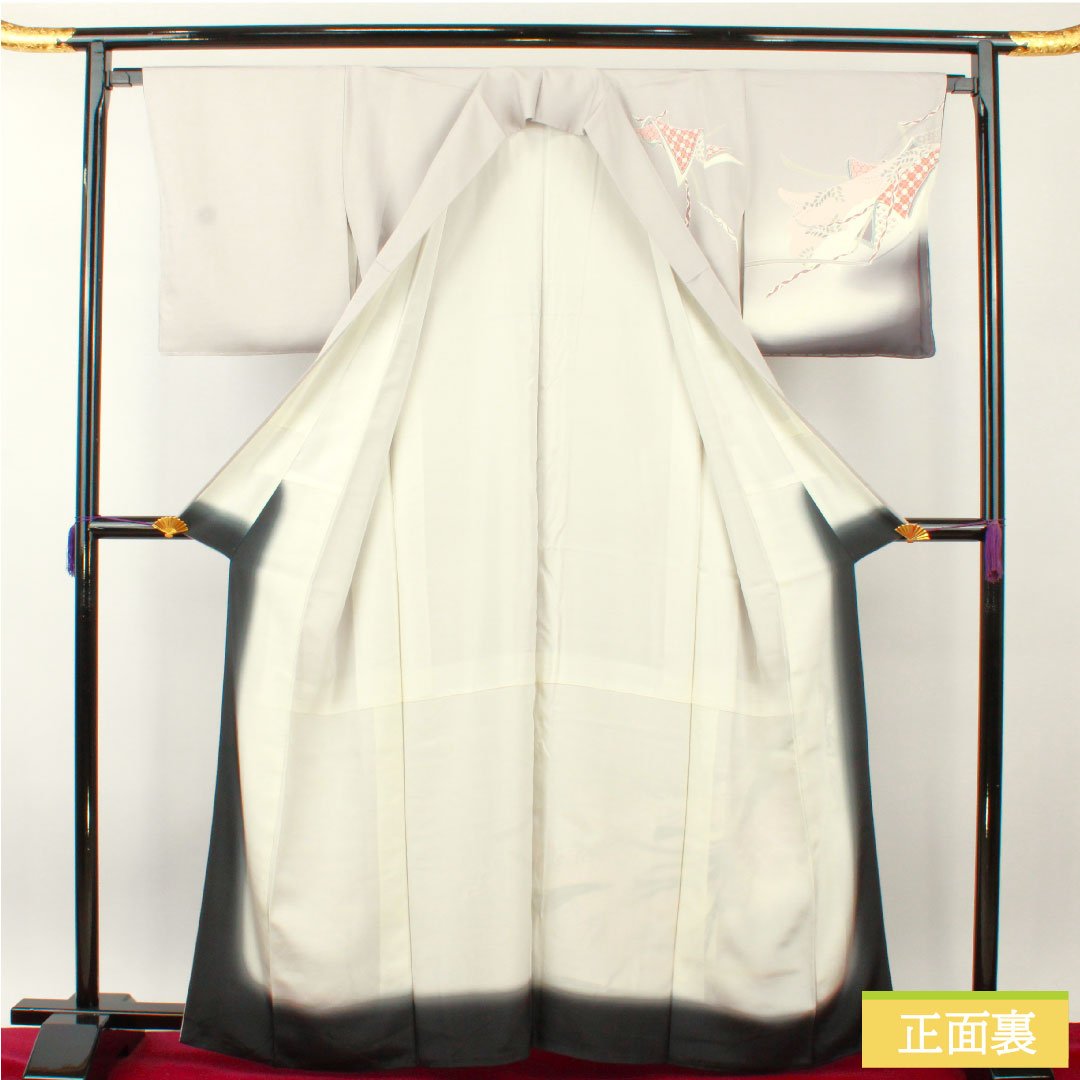 訪問着 正絹 袷 身丈164.5cm 裄丈65cm 小町鼠色(こまちねずいろ) 京友禅 時代人物模様 しつけ糸付き 未使用品 Sランク グレー系 1112004542422