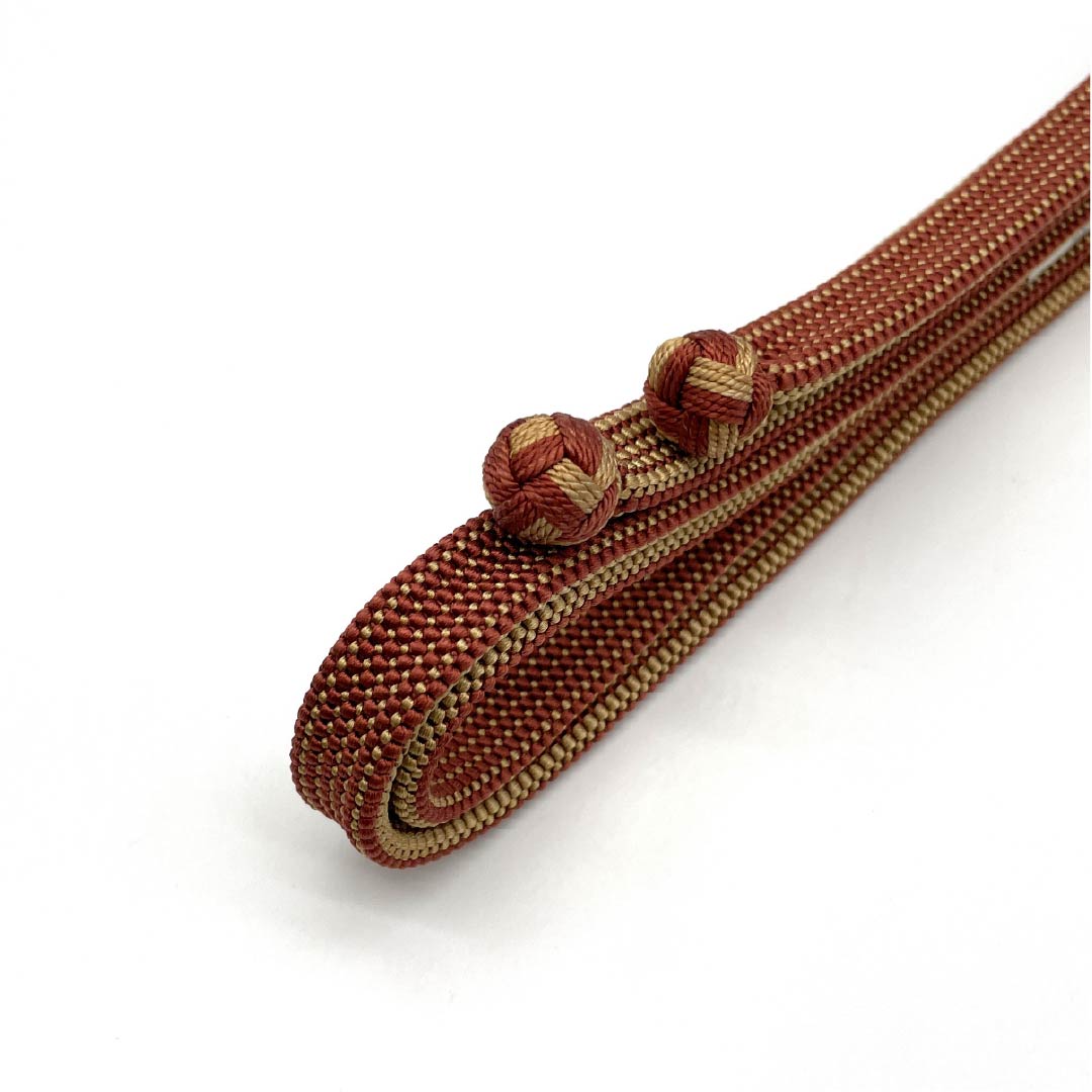 S-Rank Silk Obi-jime (Sash Band) with Bengarai (Red Garland) and Odamaki Tassel, Approx. 161cm Long, Approx. 1.4cm Wide, Casual, Brown, Product Number: 1135004622314