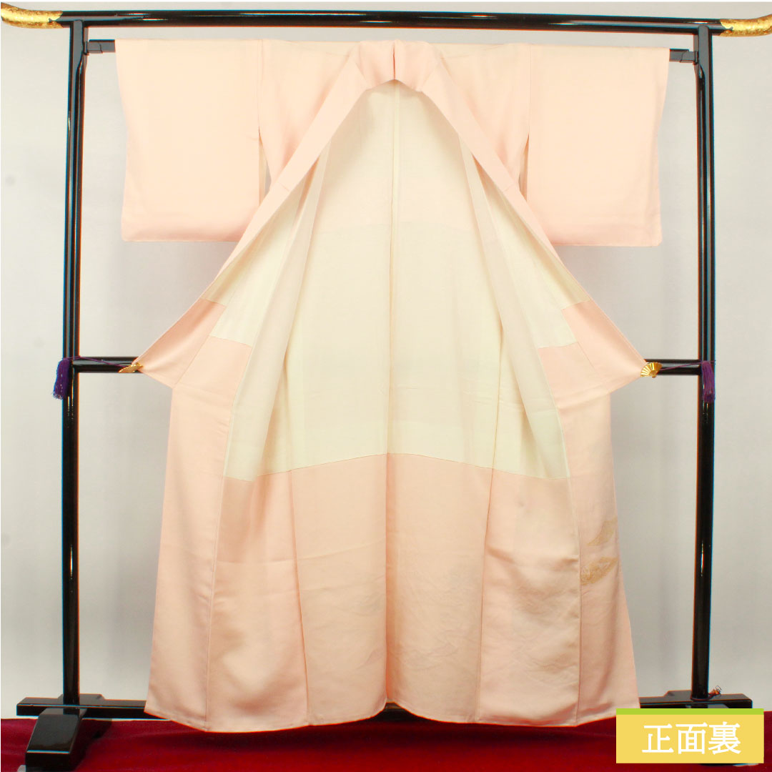 色留袖 正絹 身丈159cm 裄丈63cm 袷 乙女色(おとめいろ) 寿光織 吉祥文様 一つ紋 五三桐 Sランク 一つ紋 ピンク系 1111001292313