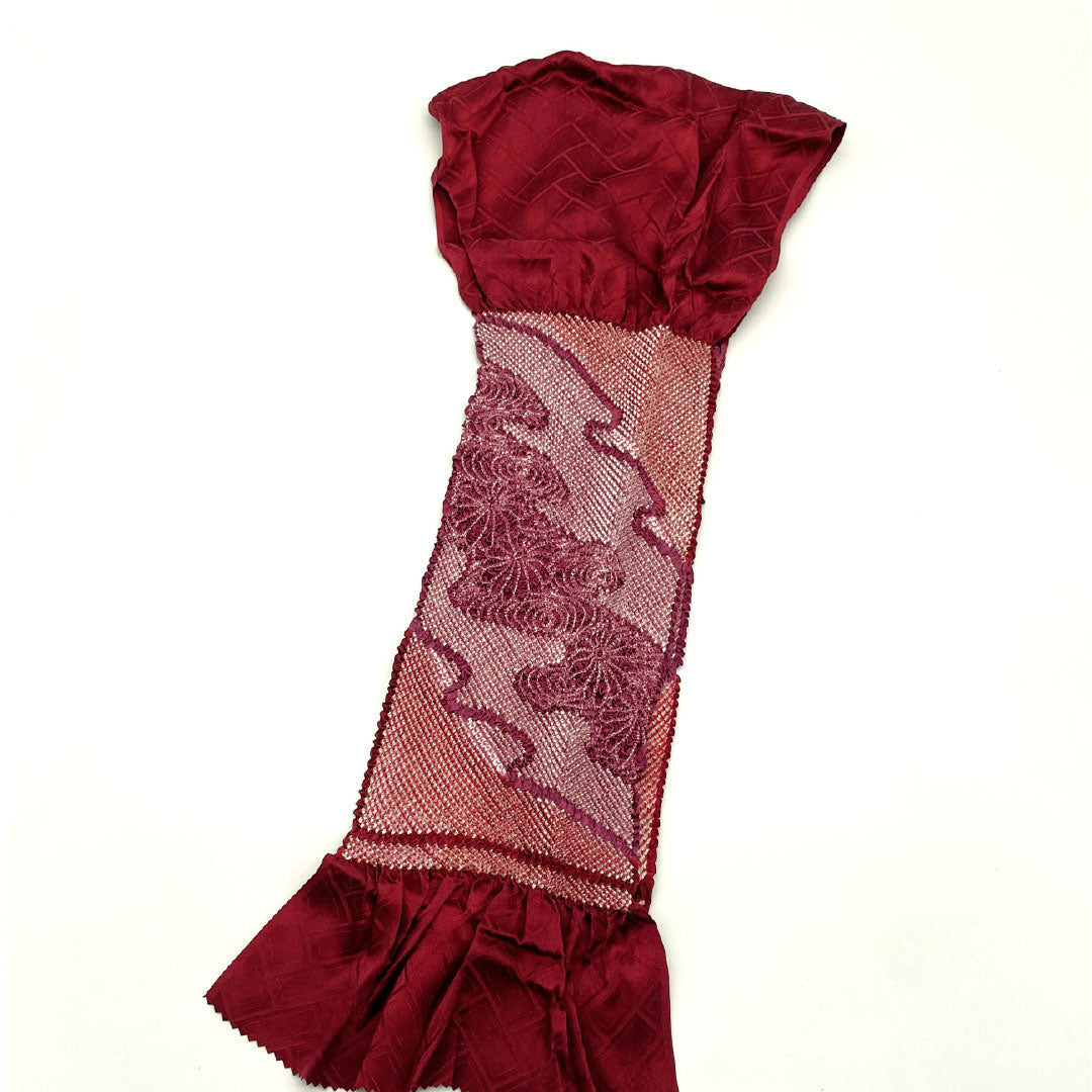 (New old stock) Obi-jime and obi-age set, genuine silk, A-rank, reddish purple, shibori, Kyo Yuzen, for furisode, length approx. 160cm, width approx. 1cm, semi-formal, purple-toned, 1141000513320