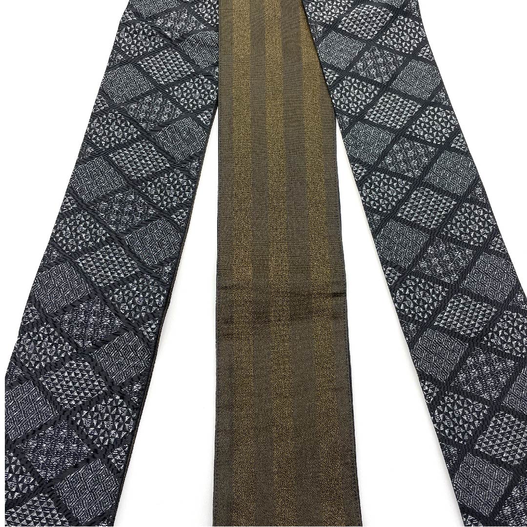 Square obi, polyester, black, diamond pattern, unused, obi length 419cm, width 10.5cm, new rank, black, 1134000161910