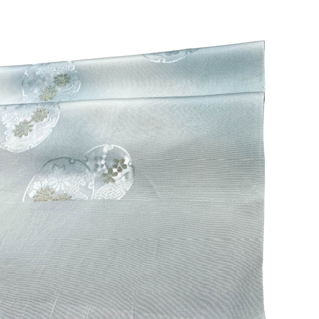 帯揚げ 正絹 Sランク セミフォーマル 青白磁色(せいはくじいろ) ぼかし 雪輪 花 長さ約180cm 幅約30cm 水色系 1136004812924