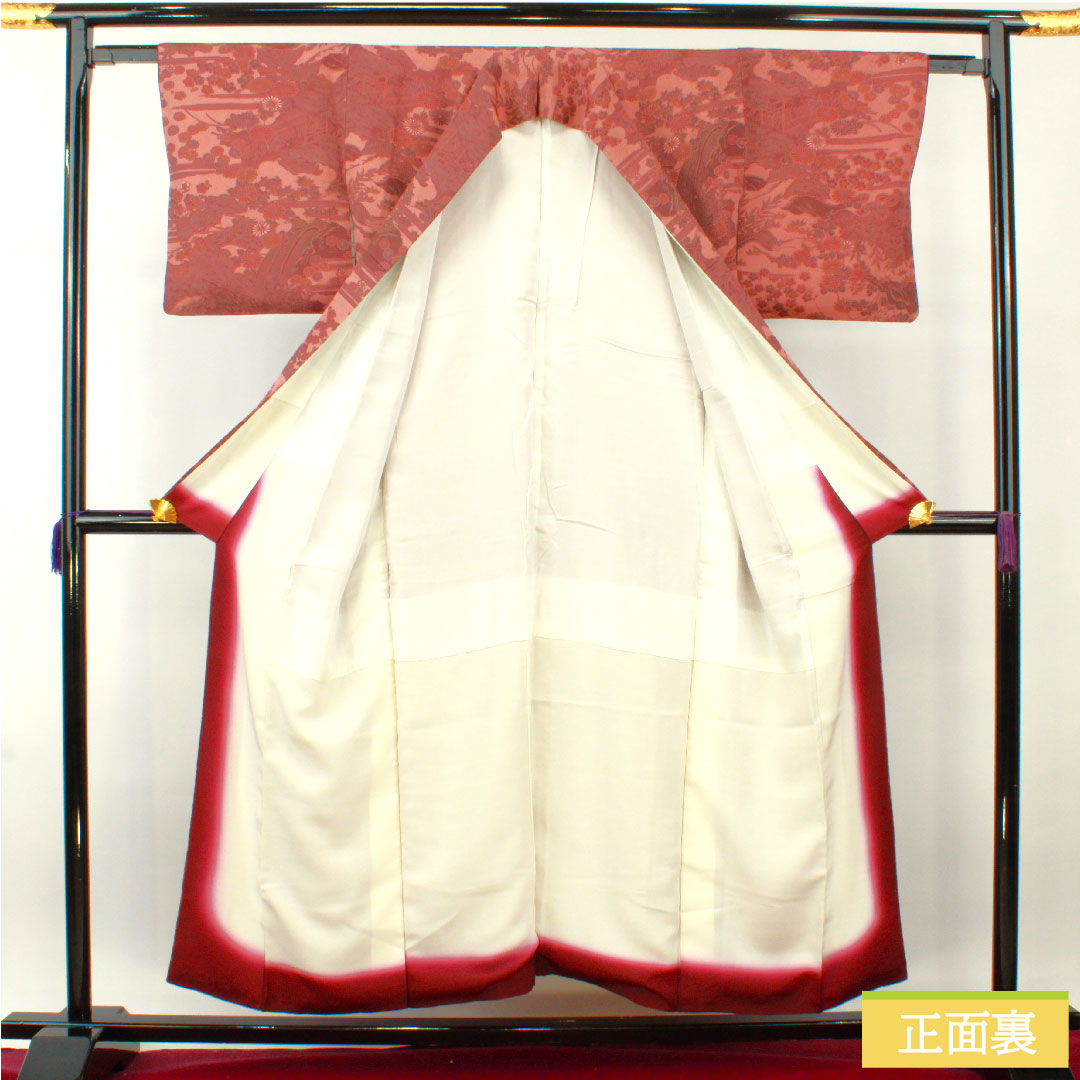 小紋 正絹 身丈152.5cm 裄丈60.5cm 袷 浅蘇芳色(あさきすおういろ) 江戸小紋 六谷博臣 伝統工芸士 茶屋辻 Sランク 紫系 1115004322220