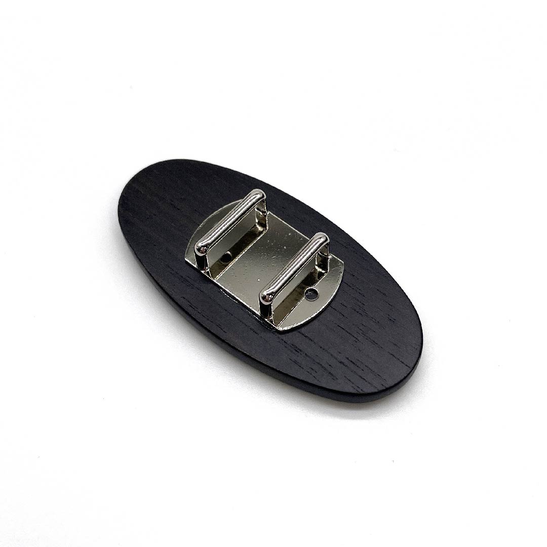(New old stock) Obi fastener, wood carving, casual, earthen black color, wood inlay, rabbit, animal, length approx. 2.5cm, width approx. 6cm, S rank, brown, 1137000502914