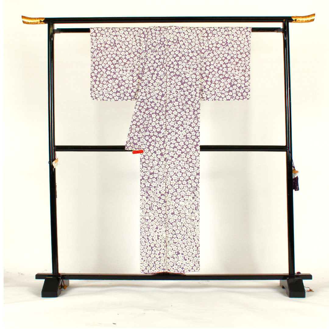 小紋 身丈154cm 裄丈62cm 袷 梅 正絹 Sランク 紫系 1115001492220