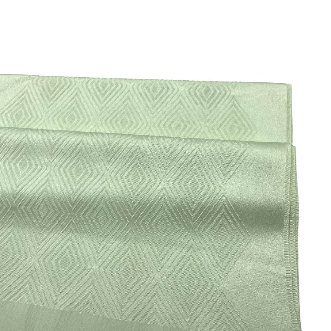 帯揚げ 正絹 Sランク セミフォーマル 白緑色(びゃくりょくいろ) 菱模様 古典柄 長さ約164cm 幅約31cm 緑系 1136003592919