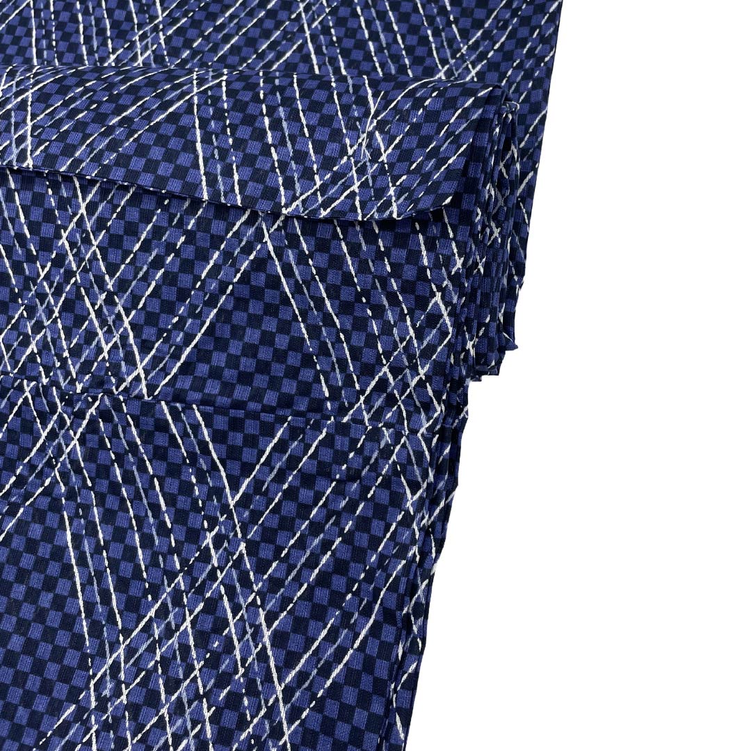 Men's Yukata Cotton NEW Rank Length 149cm Sleeve-to-sleeve 71cm Ichimatsu XYLICOOL Cool-touch Processing Check Unlined Blue 1138000091417