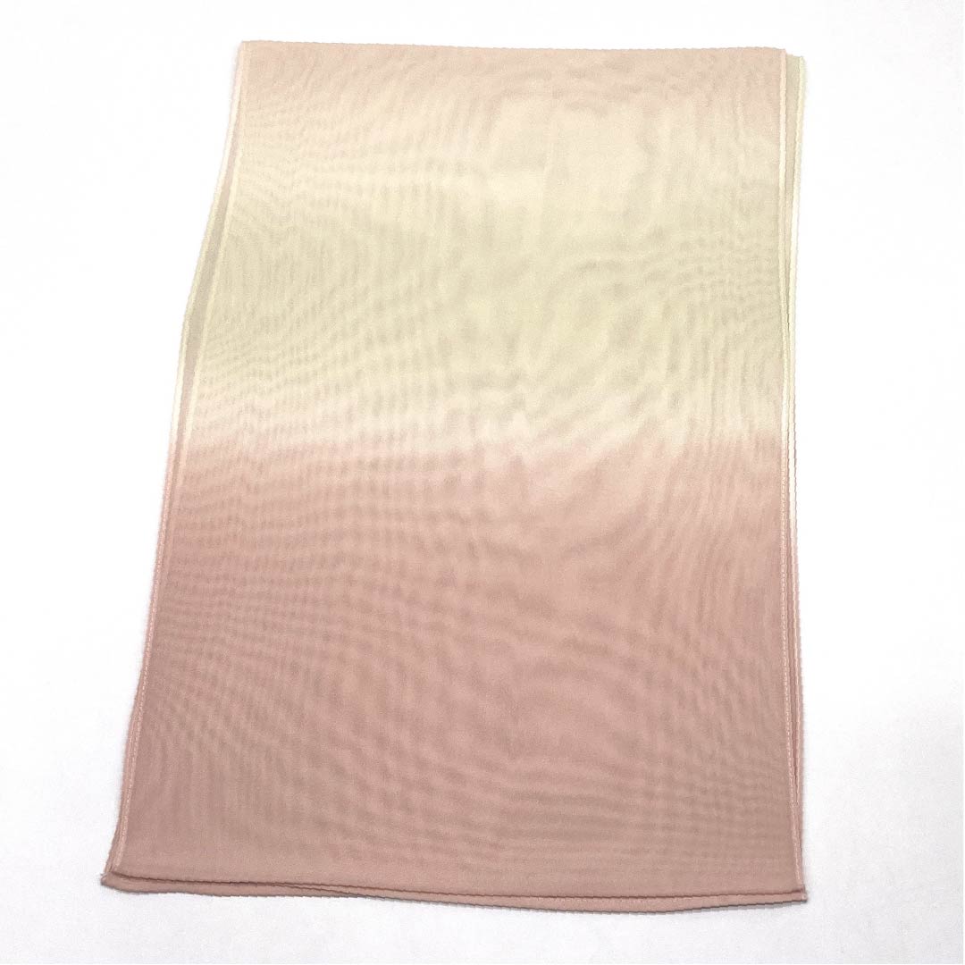 帯揚げ 正絹 NEWランク セミフォーマル 乙女色(おとめいろ) 薄黄檗色(うすきはだいろ) 夏物 バイカラー 長さ約180cm 幅約29.5cm ピンク系 1136001041913