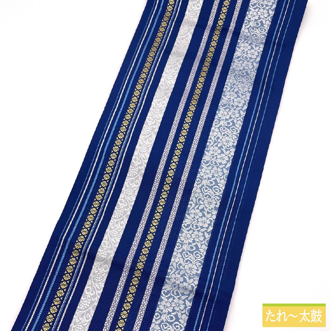 (新品未使用品)名古屋帯 正絹 NEWランク 濃桔梗色(こいききょういろ) 博多織 本場筑前博多織 八寸名古屋帯 帯丈367cm 全通 カジュアル 青系 1124009641317 松葉仕立て