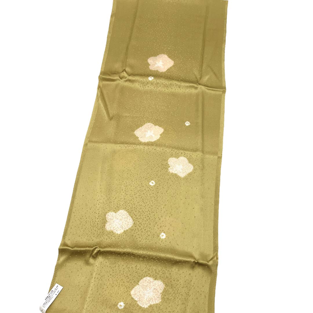 (新古品) 帯締め・帯揚げセット 正絹 NEWランク 浅青朽葉色(うすあおくちばいろ) 梅 古典柄 長さ約165cm 幅約1.6cm セミフォーマル 紫系 1141000611320