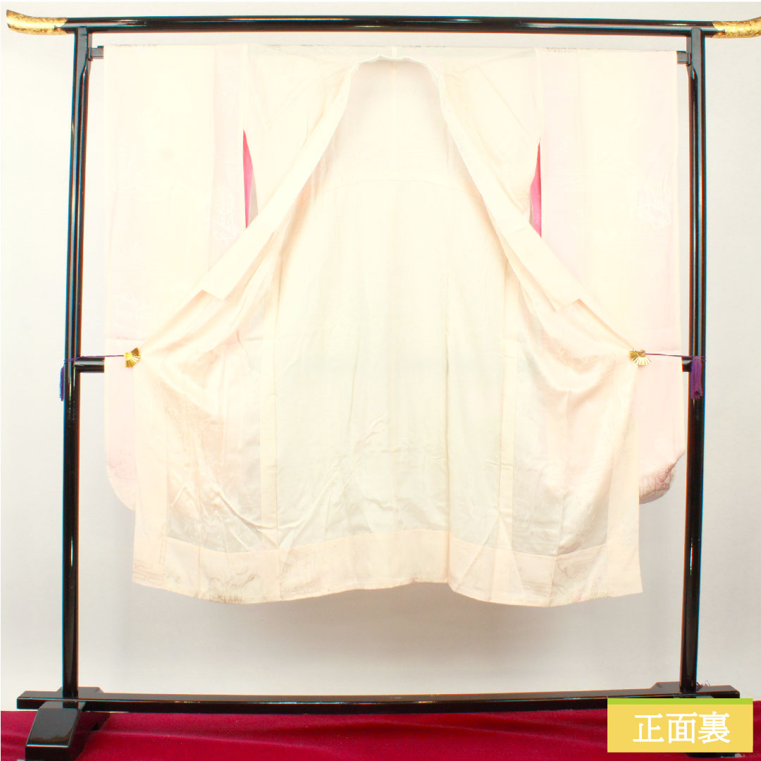 長襦袢 正絹 身丈136cm 裄丈69.5cm 袷 曙色(あけぼのいろ) ぼかし染 振袖用 吉祥文様 Aランク ピンク系 1129000723513