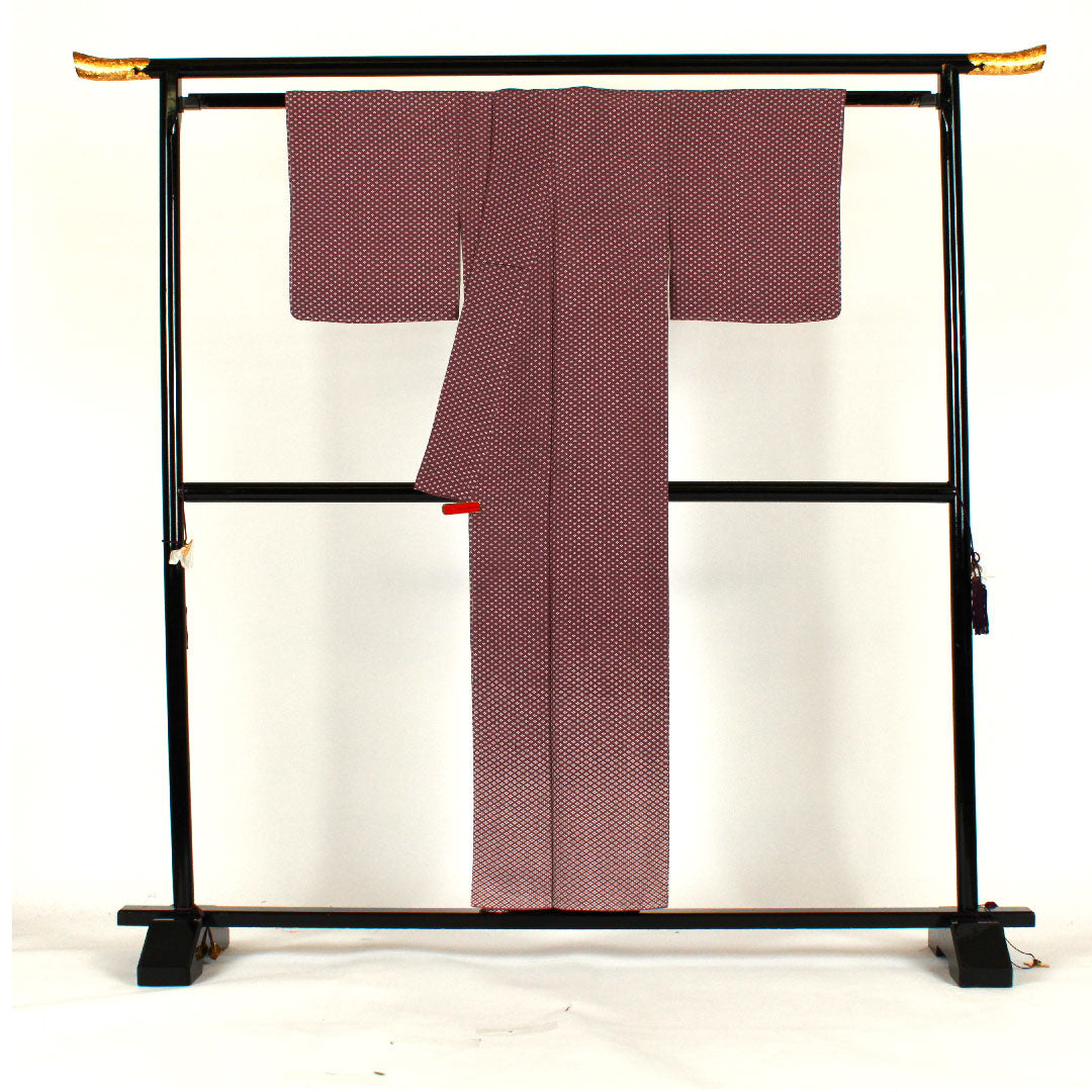 Komon, Length 155cm, Sleeve length 64cm, Awase, Four diamonds, Pure silk, S rank, Purple, 1115001522320