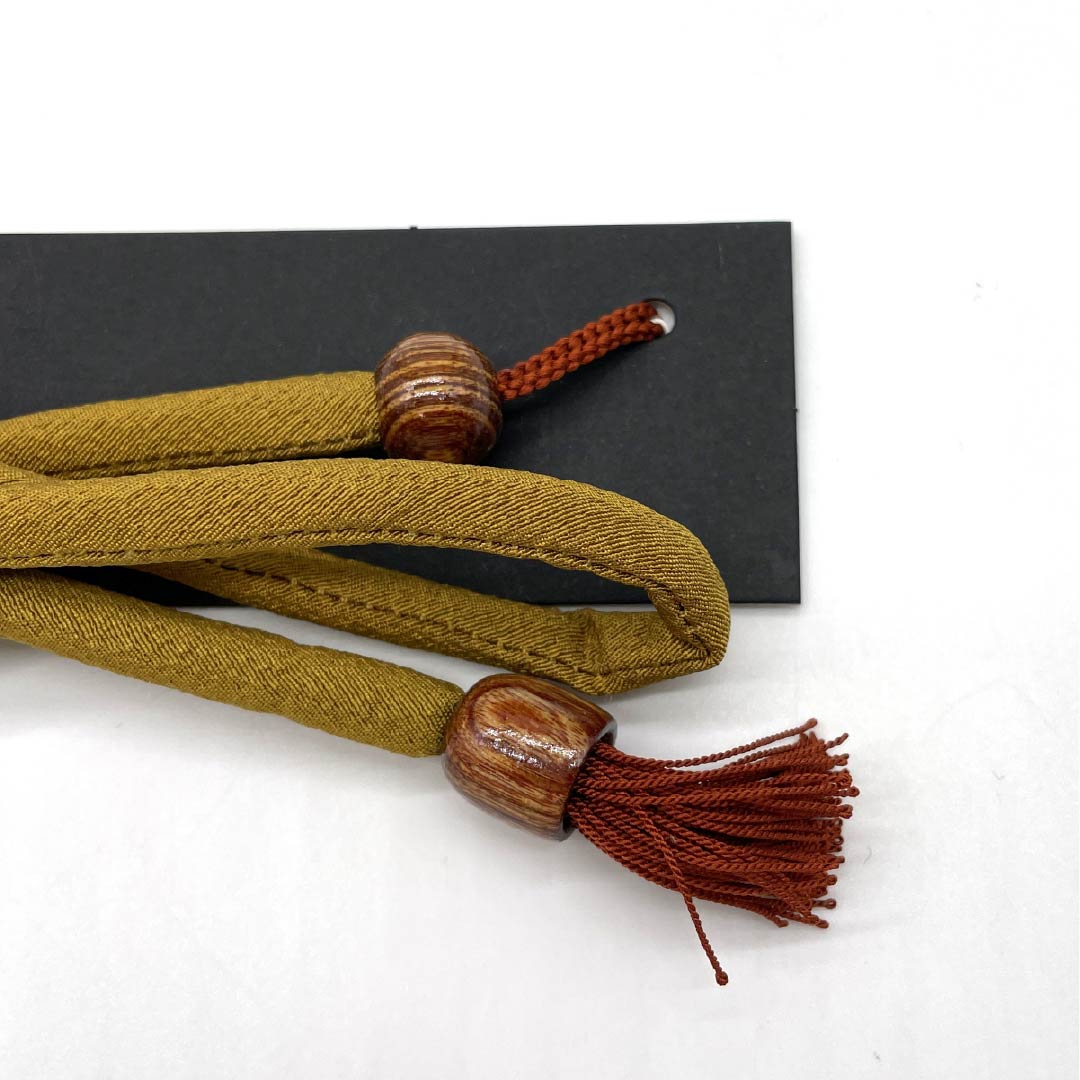 Haori cord, pure silk, new rank, casual, gold soot bamboo color, twisted tassel, moro rope knot, bow knot, round hook, brown, 1121000071914
