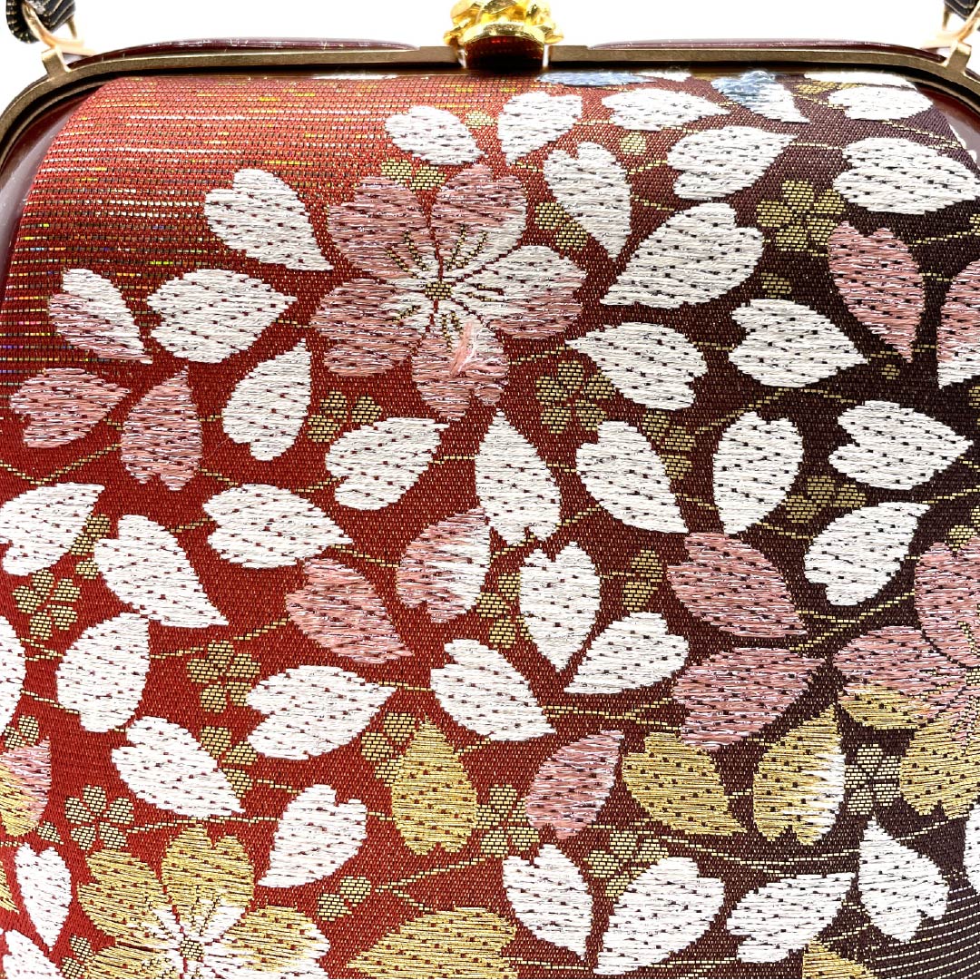 和装バック フォーマル 深紅色(しんくいろ) 振袖用 桜 古典柄 赤系 Aランク 113900049312