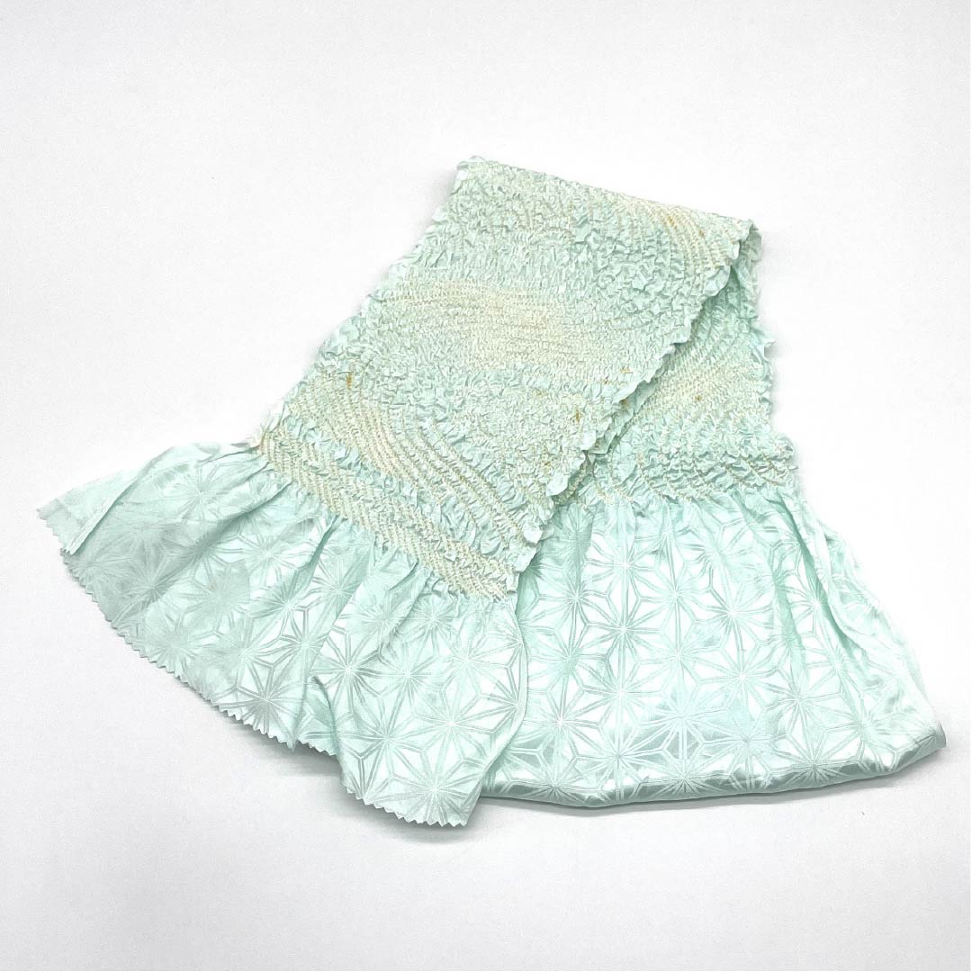 (Like new) Pure silk obijime and obiage set, grade A, blue-and-white porcelain color, tie-dyed pattern, flowing water design, approximately 156cm long, 1.6cm wide, semi-formal, light blue, product number 1141000013324