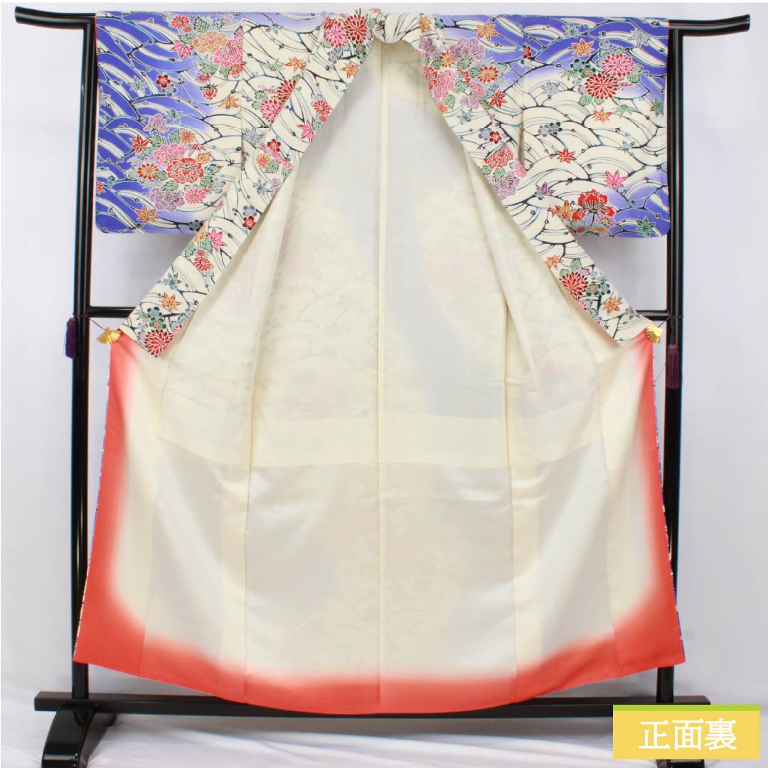 Visiting Kimono, Pure Silk, Grade A, Lined, Length 156.5cm, Sleeve Length 64cm, White Lily Color (Shirayuri-iro), Kyoto Bingata Flower Design, White, Item Number 1112006923311