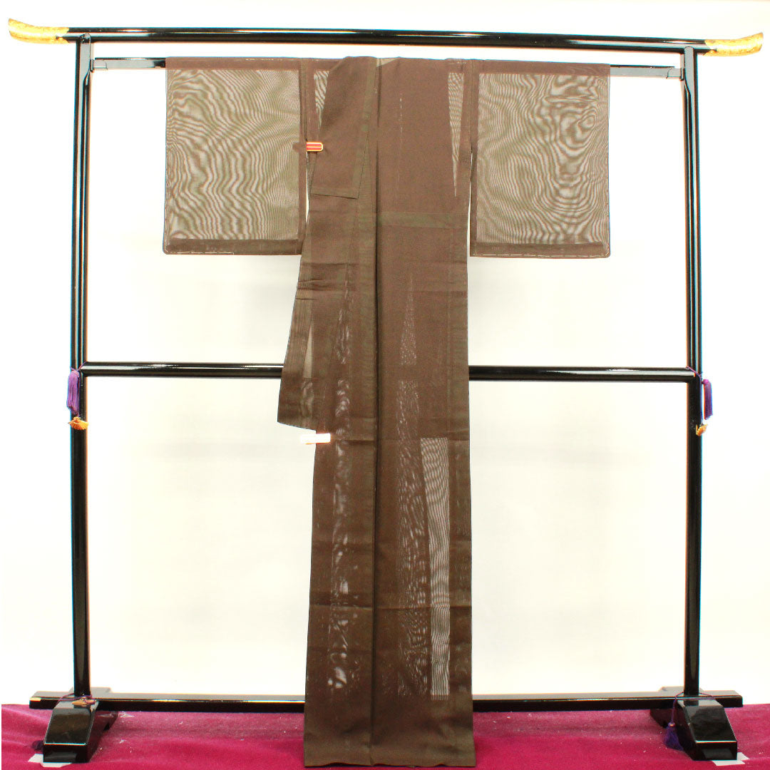 Summer item, pure silk, plain color, length 170cm, sleeve length 65.5cm, charcoal black, basting thread included, gauze, A rank, brown, 1132001353614