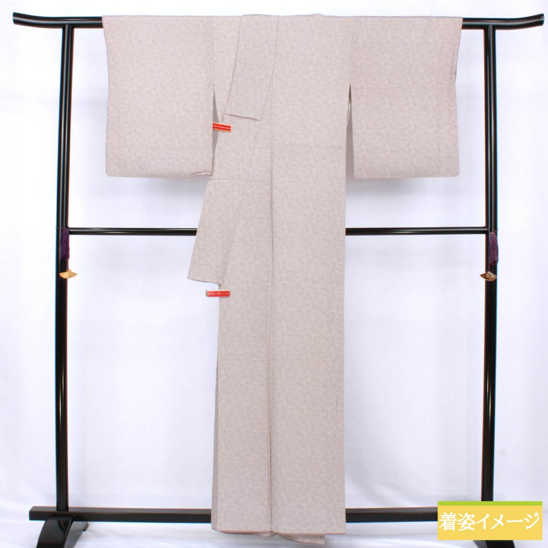 Komon silk S-rank, length 157.5cm, sleeve length 66cm, lined, ash-cherry blossom color (haizakurairo), stencil-dyed Edo komon, by Kaneda Noboru II, Kaneda Senko, gray, 1115007482322