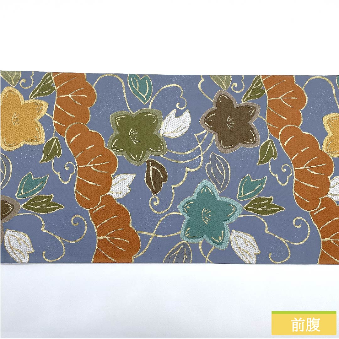 Fukuro Obi Minato Nezuiro (Minato Nezuiro) for Furisode Pine Flower Shirayaen Oba Obi Length 433cm Pure Silk S Rank Six-way Formal Blue 1123009652317