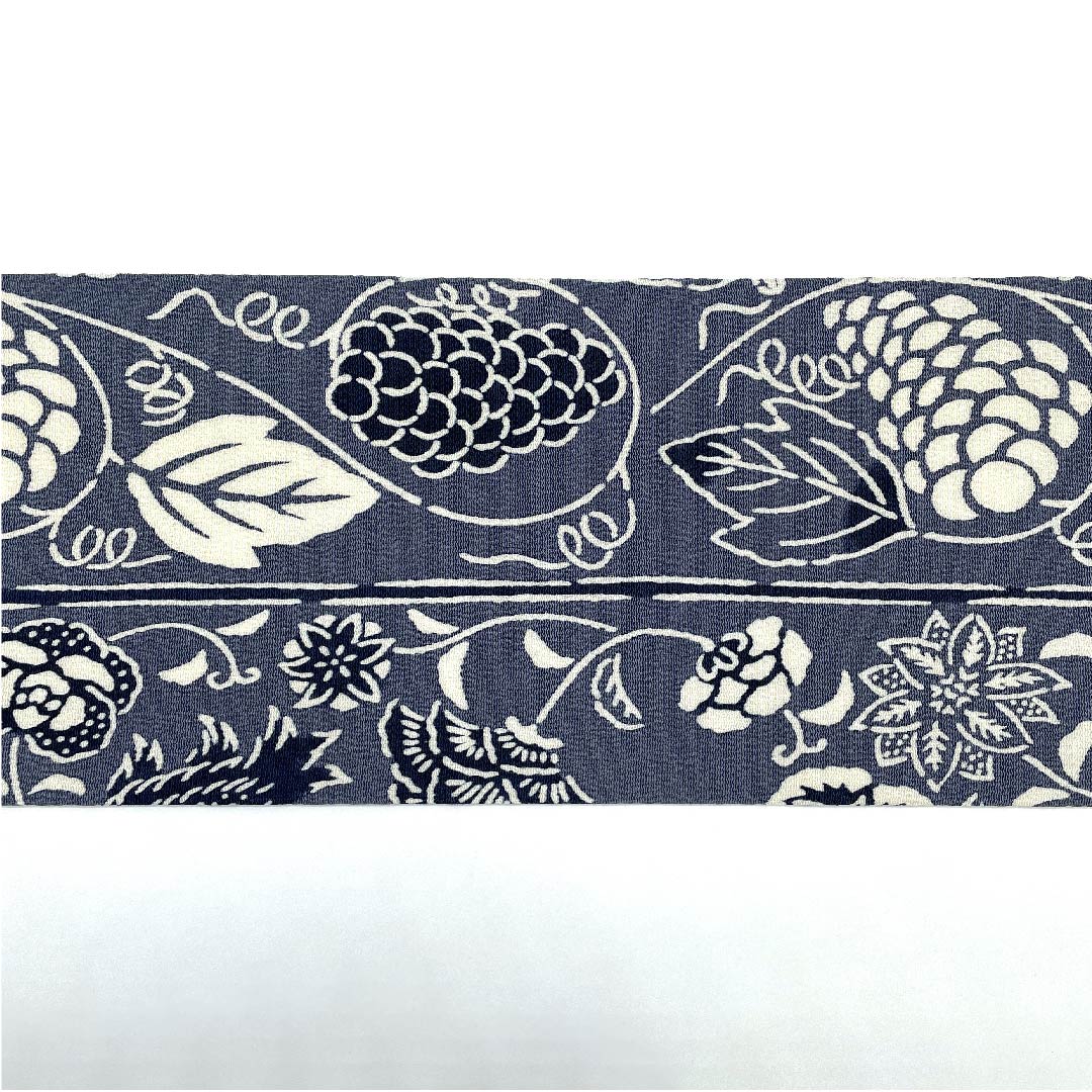 Nagoya obi, tin-colored, Kyoto Bingata, Kuriyama Kobo, flower chintz, grapes, monotone, obi length 374cm, pure silk, S rank, point pattern, casual, gray, 1124005232322, Nagoya tailoring