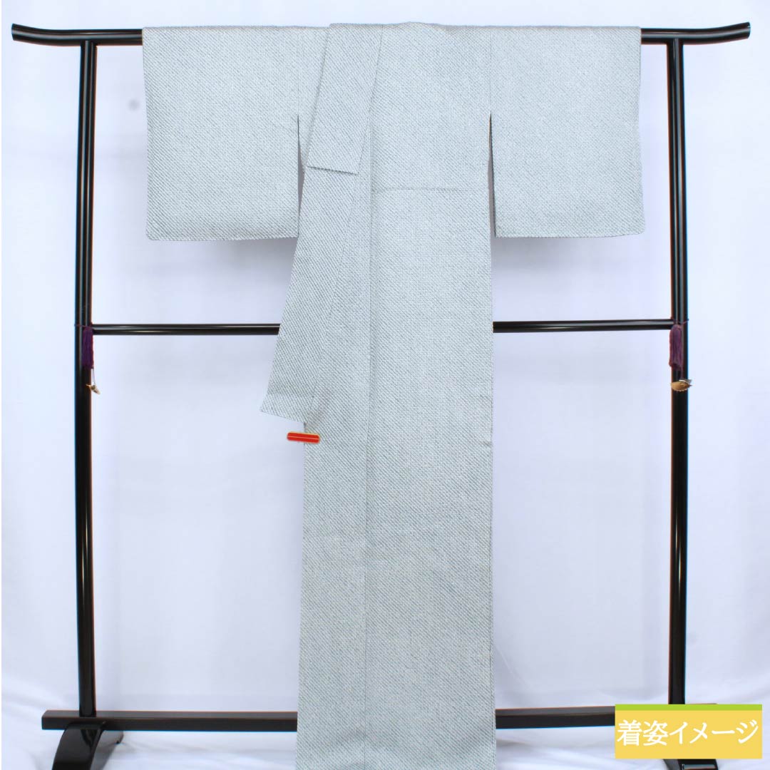 Komon (small pattern) silk, S rank, length 170cm, sleeve length 68cm, lined, rust-light blue (sabi asagiiro), tie-dyed, four-fold, pearl-tone finish, with basting thread, blue-based, product number 1115006572617