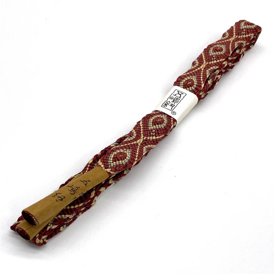(新古品) 帯締め 正絹 四分紐 牛血紅色(ぎゅうけつこういろ) 五嶋紐 江戸組紐 新古品 長さ約156cm 幅約2cm カジュアル Aランク 朱系 1135002943316