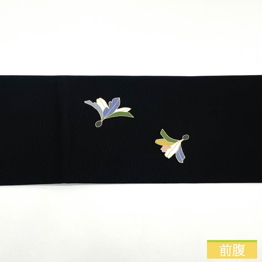 Nagoya Obi, Pure Silk, S-Rank, Dyed, Hagoita Pattern, Length 634cm, Pointed Pattern, Casual, Black, 1124009792410, Pine Needle Pattern