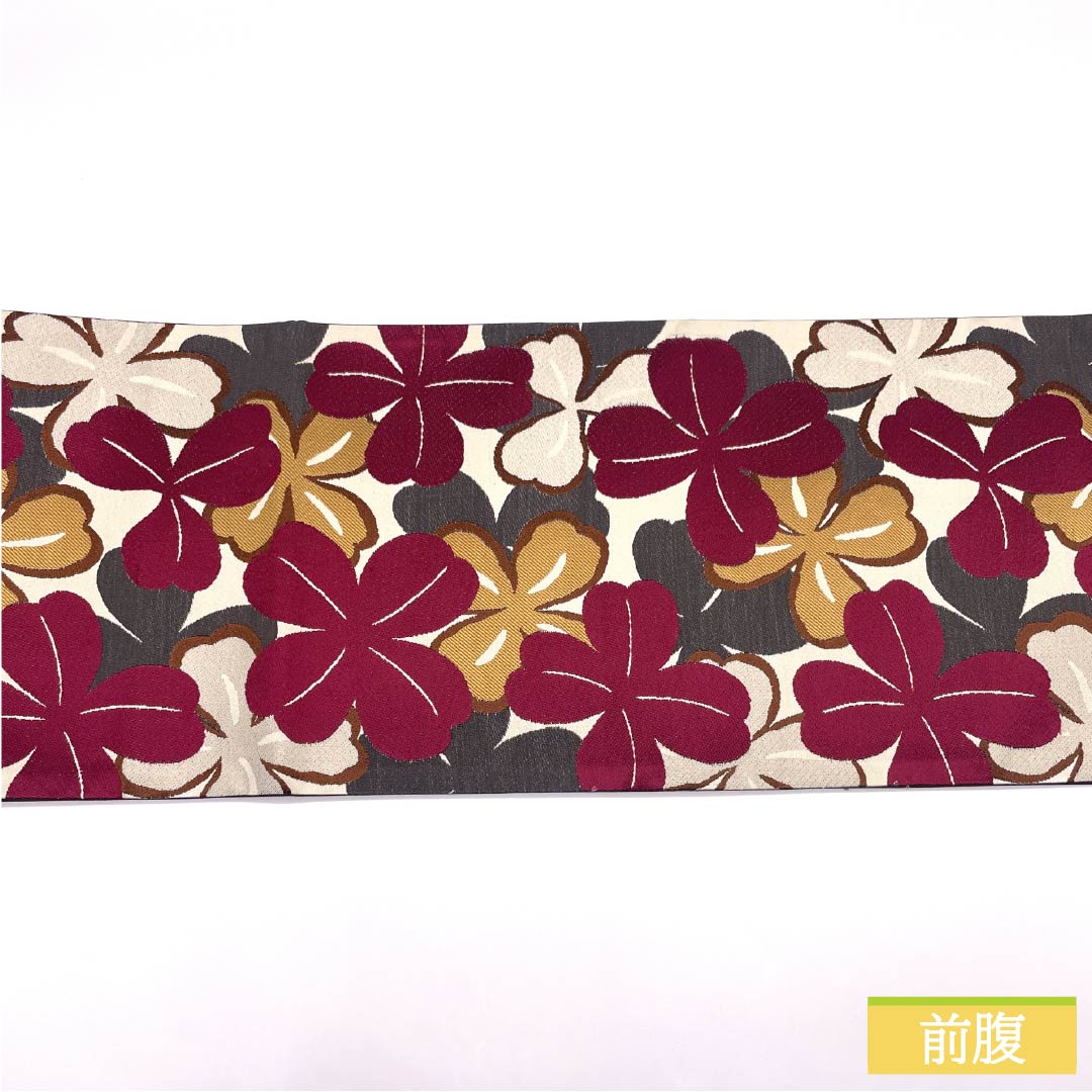 Fukuro Obi (sash) made of pure silk, S-rank, in gofun-iro (white powder-colored) with a Nishijin-ori (artist-made) floral pattern. Length: 444cm. Six-fold obi. Semi-formal. White. Product number: 1123015062311