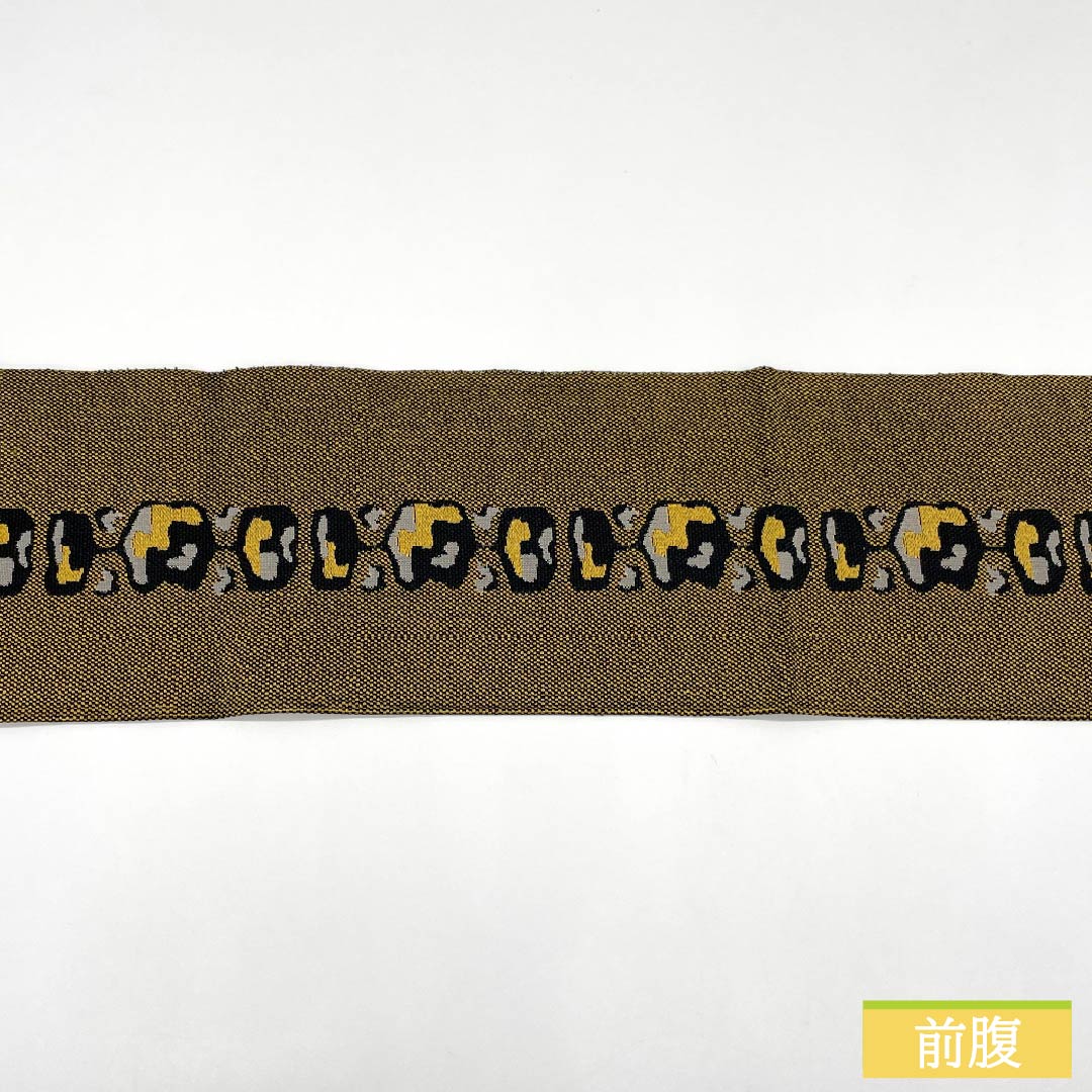 Nagoya Obi, Cotton, S-Rank, Gold, Abstract Flower Diamond Pattern, Length 332cm, Six-Ply, Casual, Yellow, Item Number 1124009092323, Nagoya Style