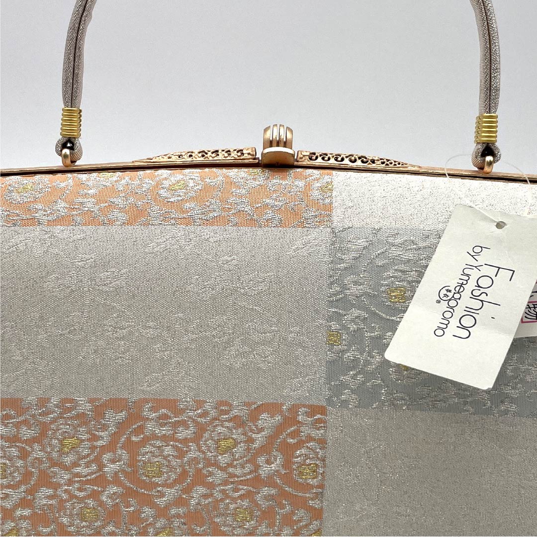 (新古品)草履バッグセット フォーマル Aランク 明綴れ 市松 唐花 Lサイズ 銀系 1133000383422