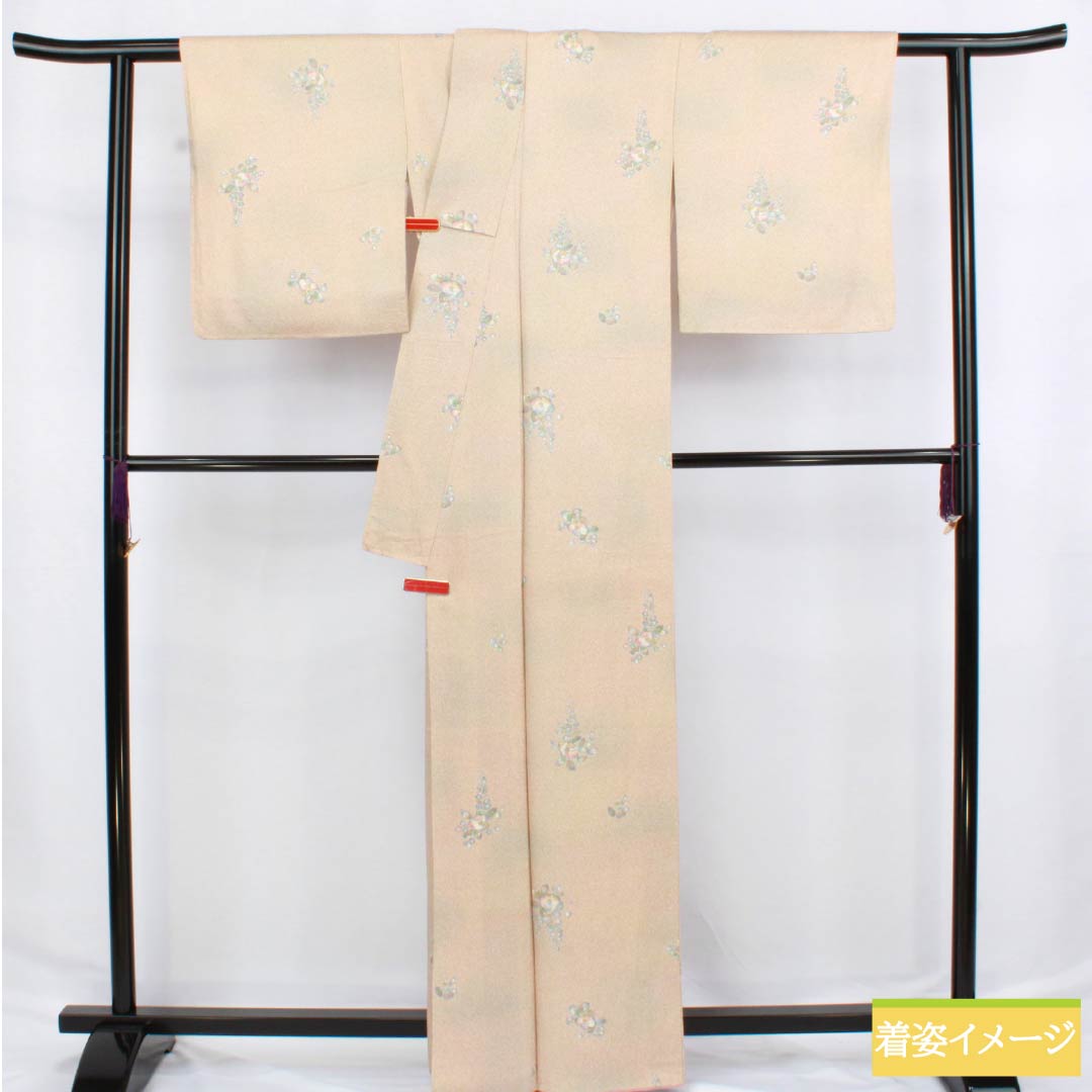 Komon (small pattern) silk, A-rank, length 163.5cm, sleeve length 65.5cm, lined, walnut-colored, Tsujigahana (flower) pattern, sewn with a beige finish, product number 1115006343425