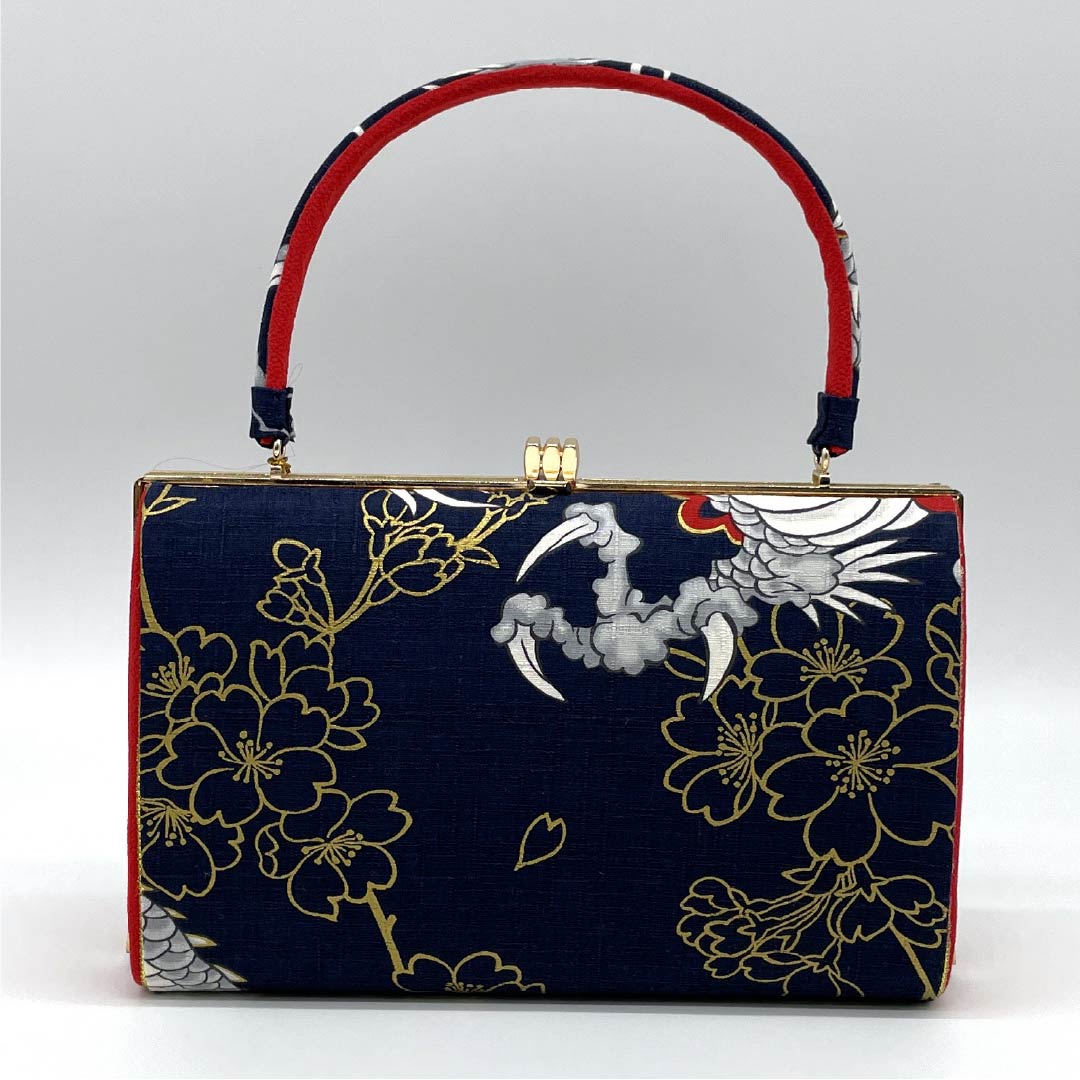 Casual Japanese-style bag, new rank, in Aisumi brown (Ice Dragon) with a classic white dragon pattern, handmade by an artist, in black. Product number: 113900067110
