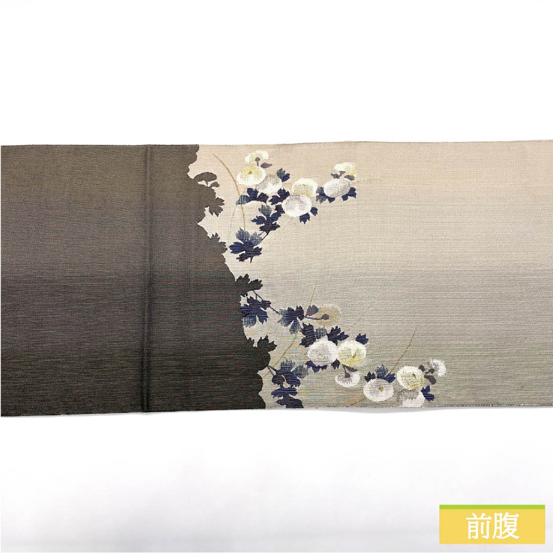 Authentic silk obi with marigold motifs, artist-made, length 456cm, S rank, accent pattern, formal, gradient finish, 1123014082499