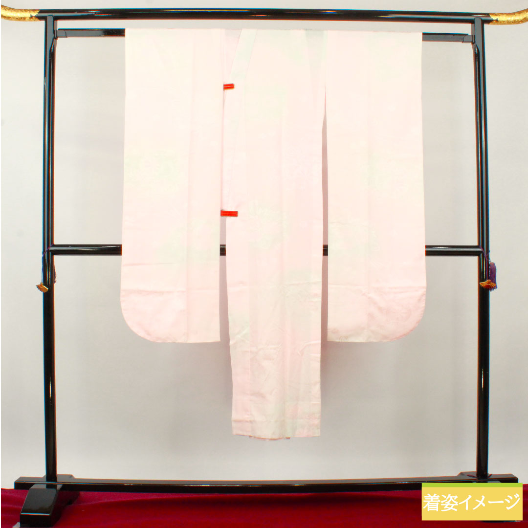 長襦袢 ポリエステル 身丈137.5cm 裄丈64cm 単衣 振袖用 ぼかし染 洗える着物 Sランク ピンク系 1129000622513