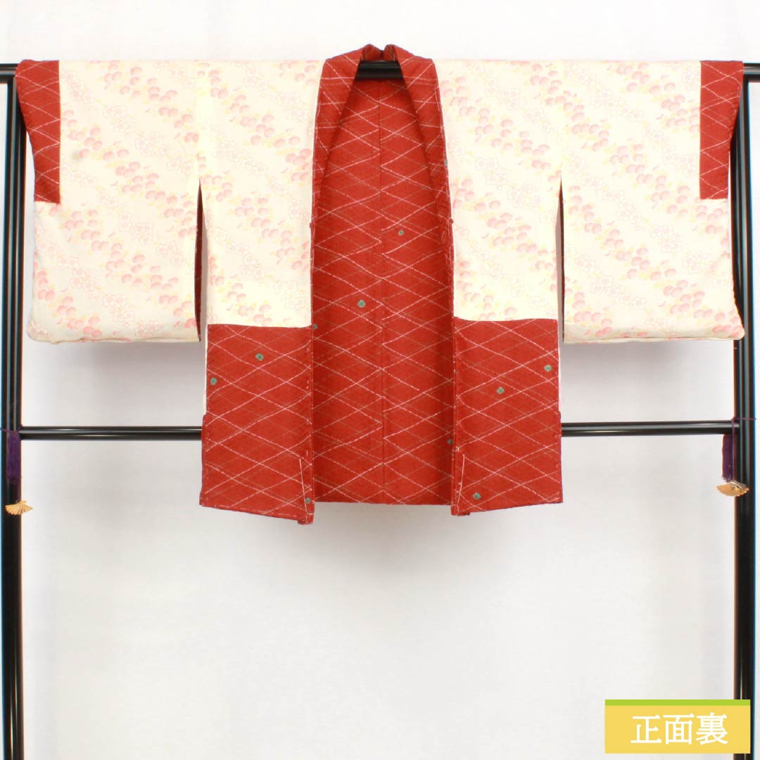 羽織 正絹 Sランク 身丈81.5cm 裄丈67cm 猩々茶色(しょうじょうちゃいろ) 絞り水玉 しつけ糸付き 袷 朱系 1117001442916