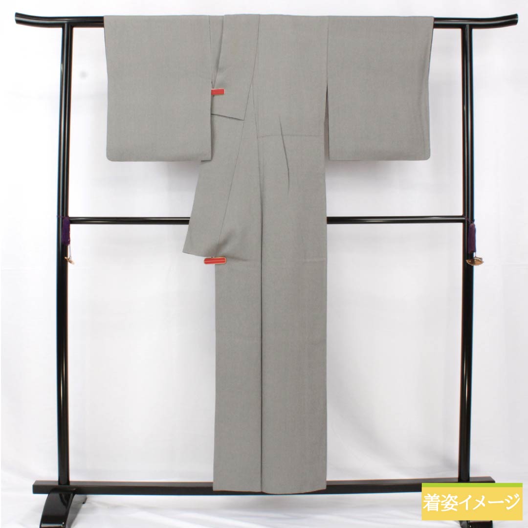 小紋 正絹 身丈153.5cm 裄丈65cm 袷 燻銀色(いぶしぎんいろ) 江戸小紋 極鮫小紋 万筋 きららガード Aランク グレー系 1115005123222