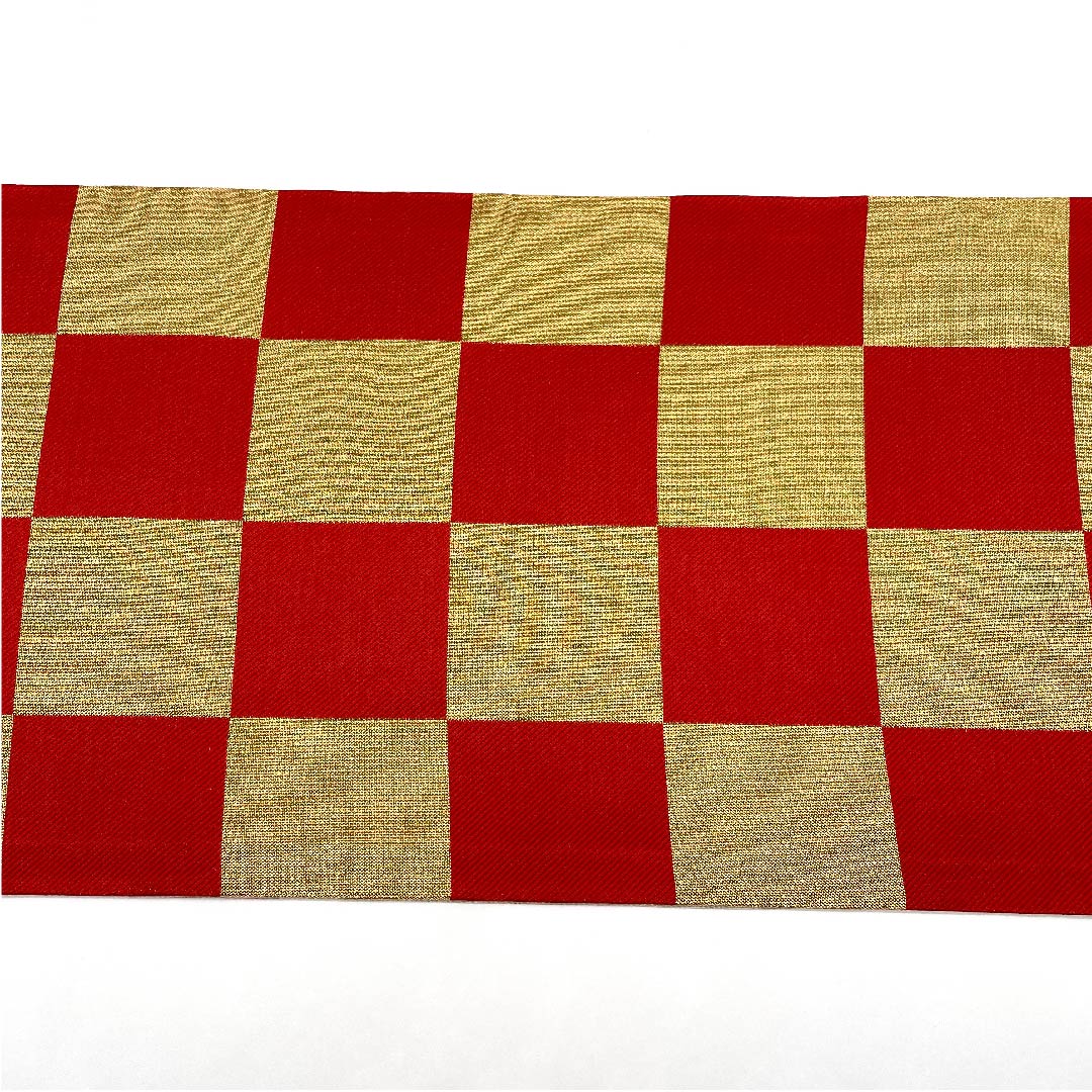 Gold-colored Fukuro Obi for Furisode, Checkered, Length 436cm, Pure Silk, S-Rank, Six-way, Formal, Gold-based, 1123006242321