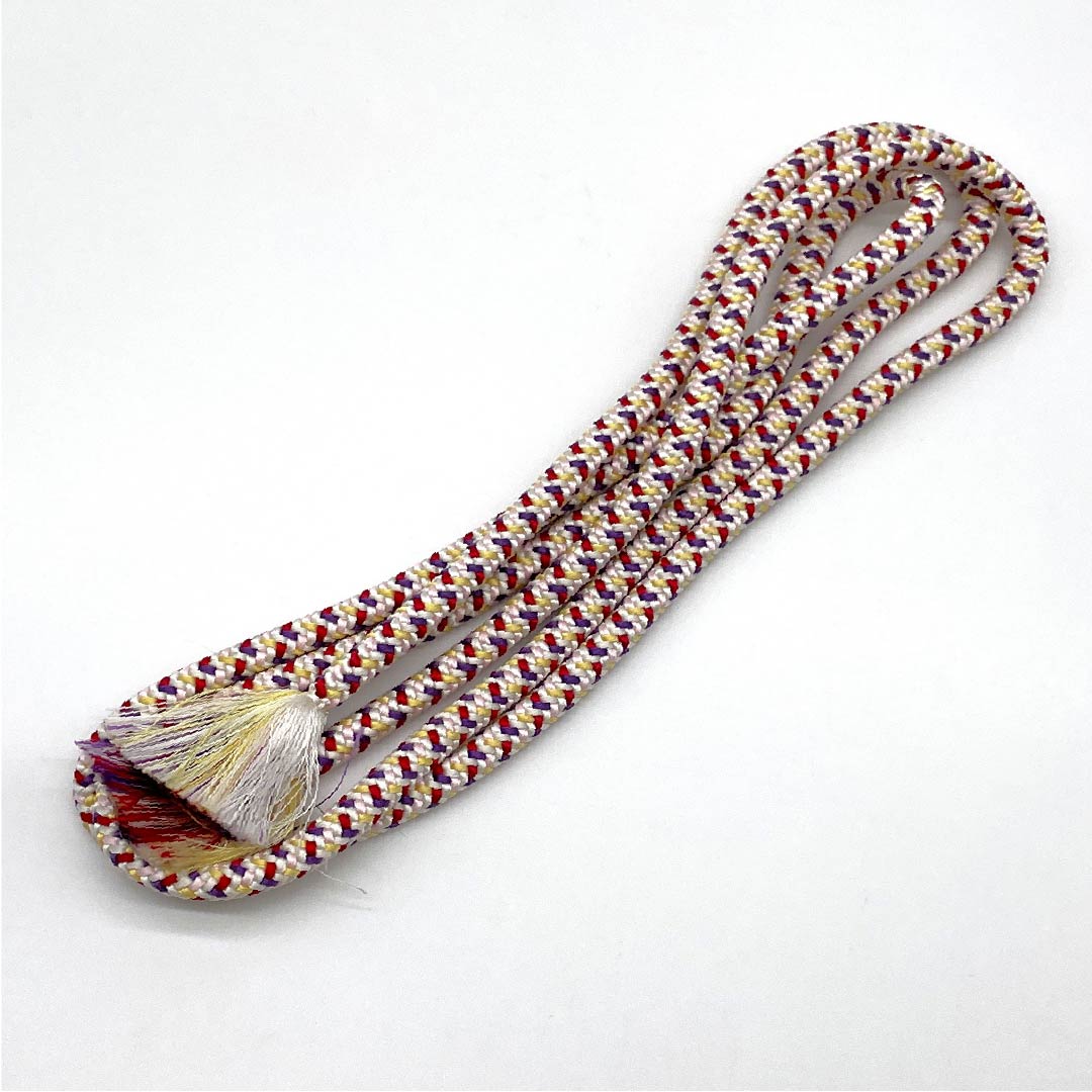 S-Rank Silk Obijime (Sash Band) - Colorful, Round Braid, Approx. 165cm Long, Approx. 0.9cm Wide, Casual, White, Item Number: 1135004522311