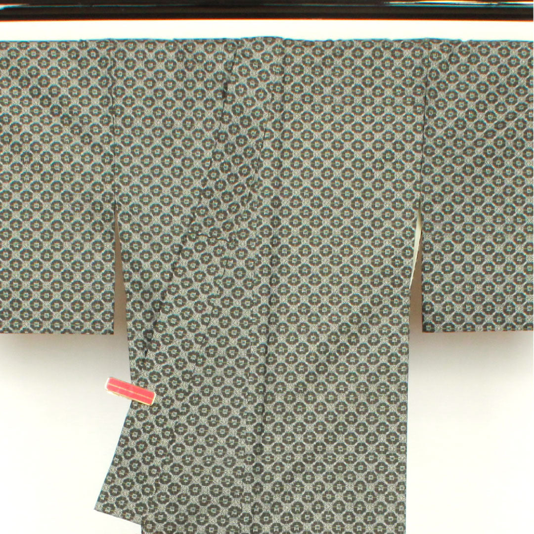 Murayama Oshima Length 148cm Sleeve length 62.5cm Geometric pattern Pure silk A rank Awase Black 1116001953110