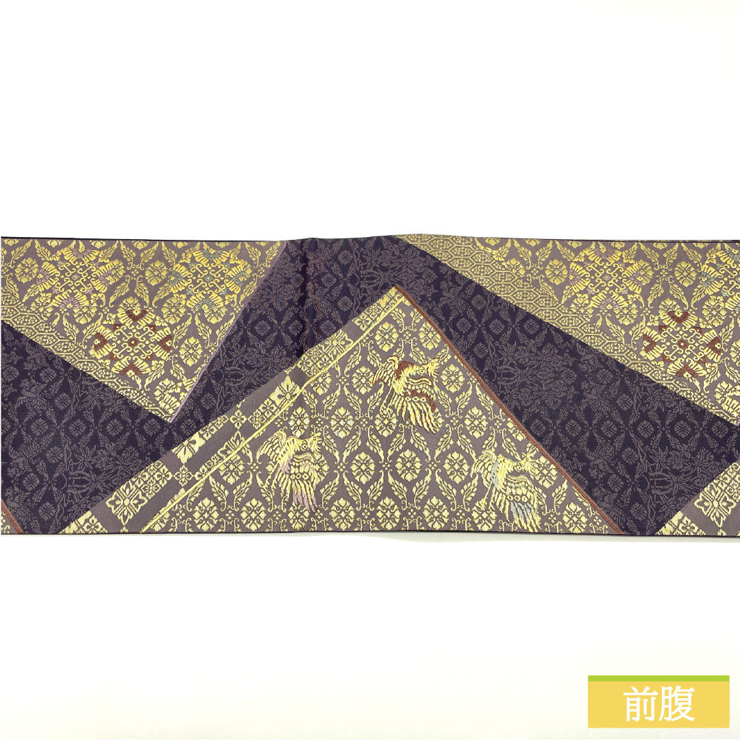 Fukuro Obi (sash), pure silk, S-rank, Kageyama Orimono, Nishijin-ori, Hakuya Seibei, Colorful Tenmoku, World of Shimotori Shinobi, 442cm long, six-pass, formal, purple, 1123016662320