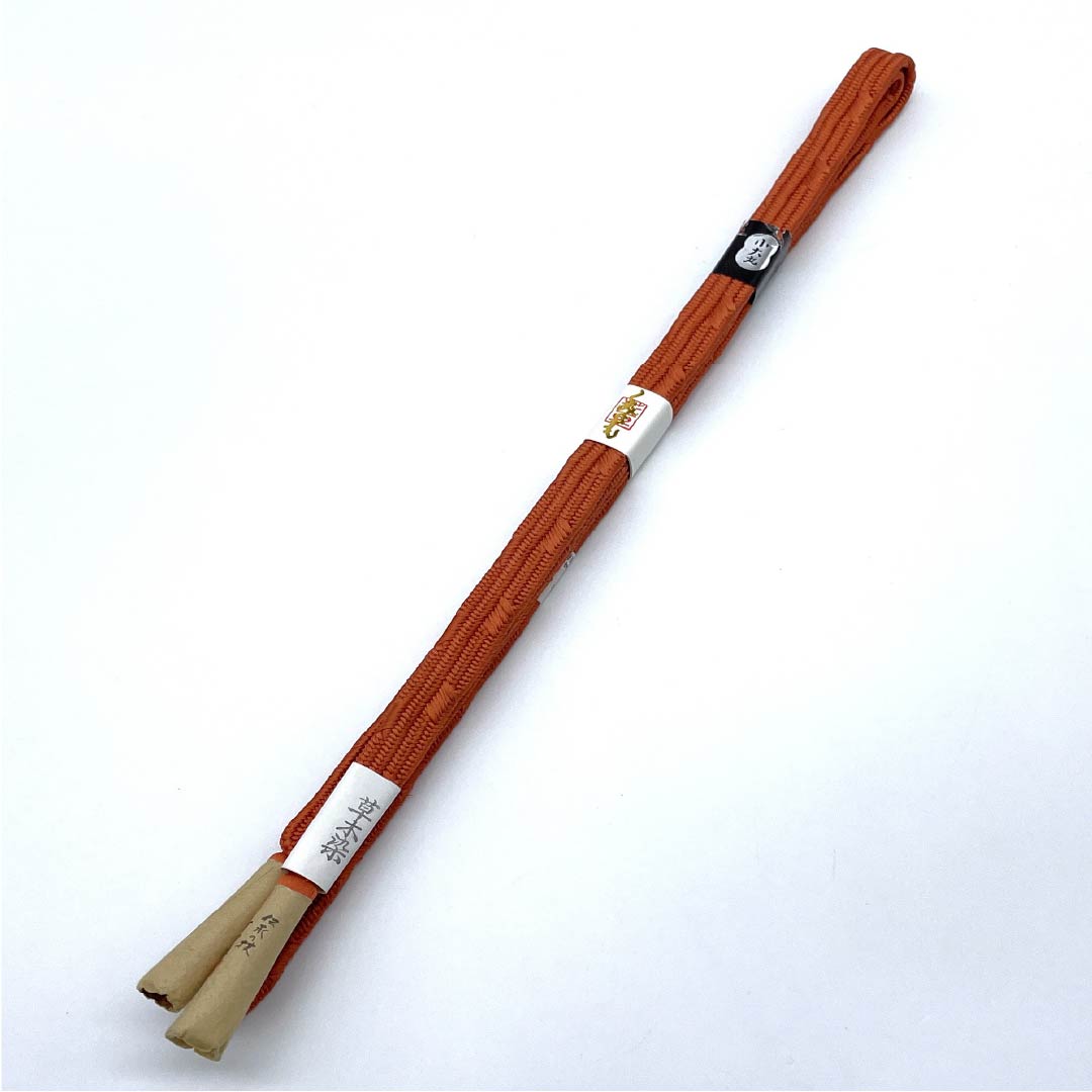 (New old stock) Obi-jime (belt fastener) made of pure silk, quarter-length cord, maple leaf color, Hirata Kumihimo, Kai-no-kuchi Uki-bune, length approx. 158cm, width approx. 1.5cm, semi-formal, NEW rank, brown, 1135003351314